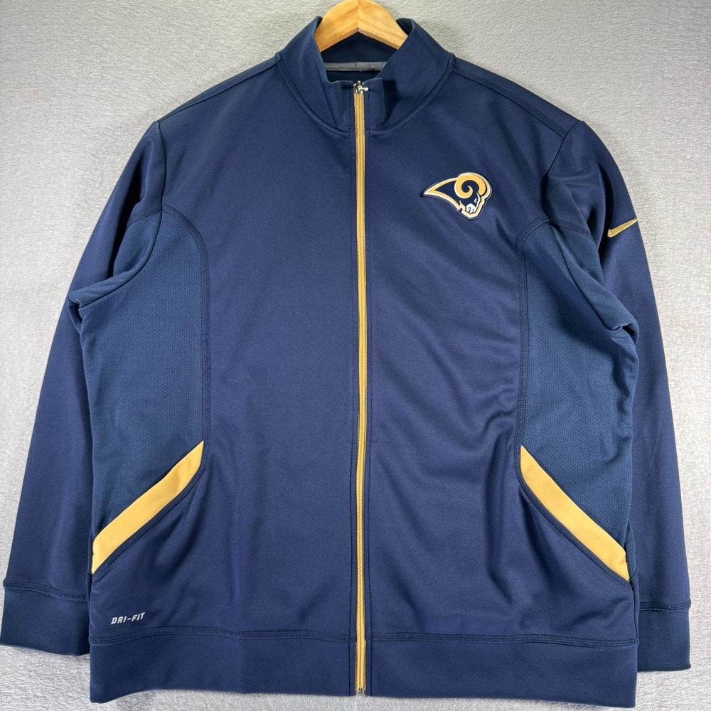 Nike St Louis Rams Track Jacket Mens 2XL Blue Dri-Fit NFL On Field FA121204SYS